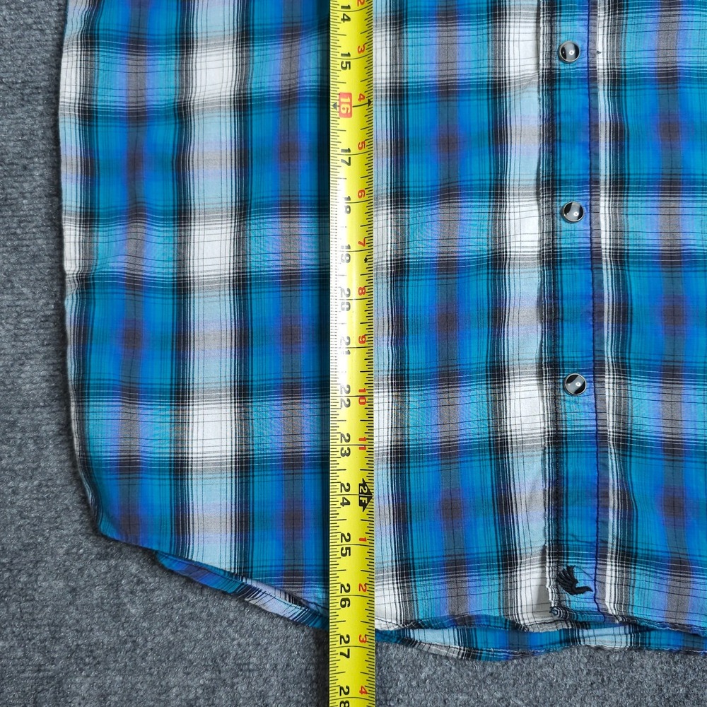 Cody James Pearl Snap Shirt Mens Large Blue Western Plaid Cotton Regular Fit - Picture 10 of 10